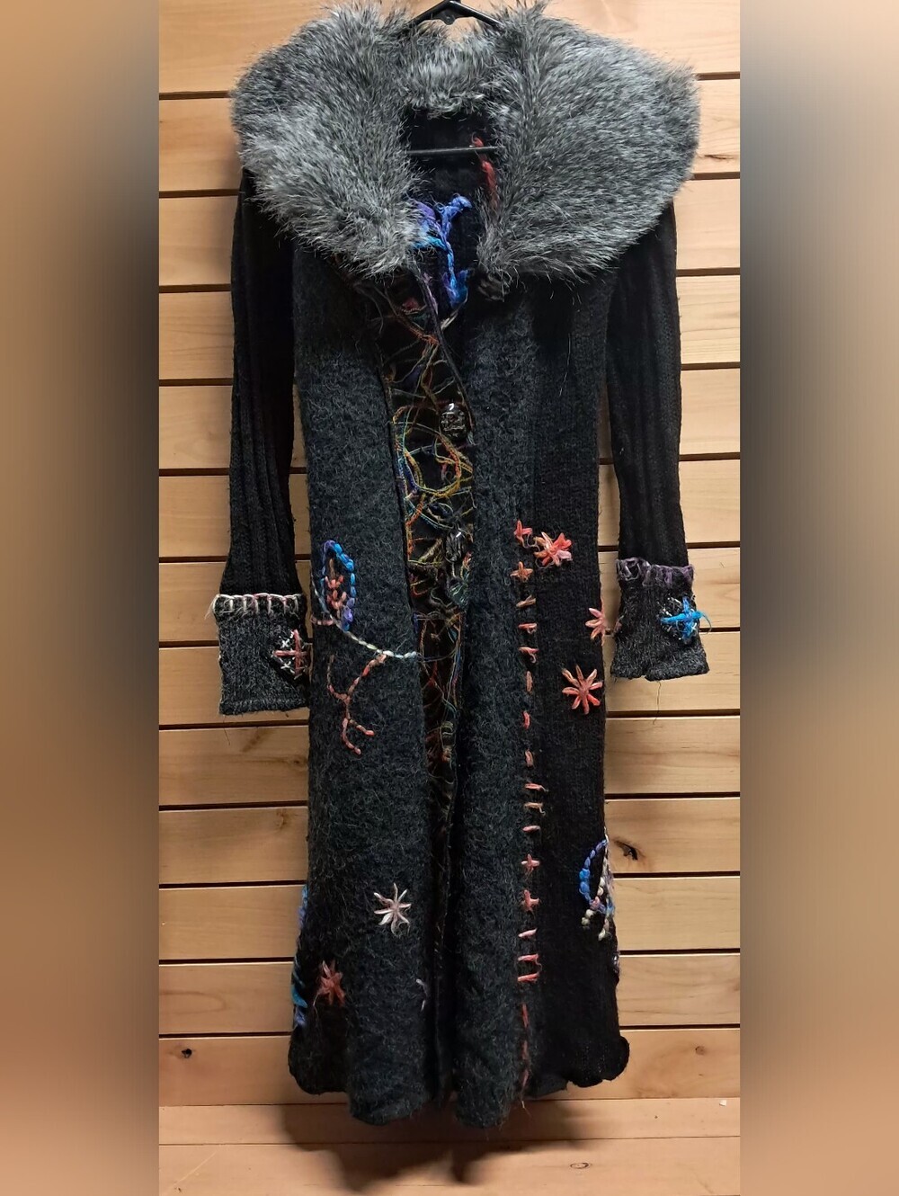Griffolie Paris Mohair Blend Knit Embroidered Full Length Cardigan Size XS/S - Picture 3 of 8